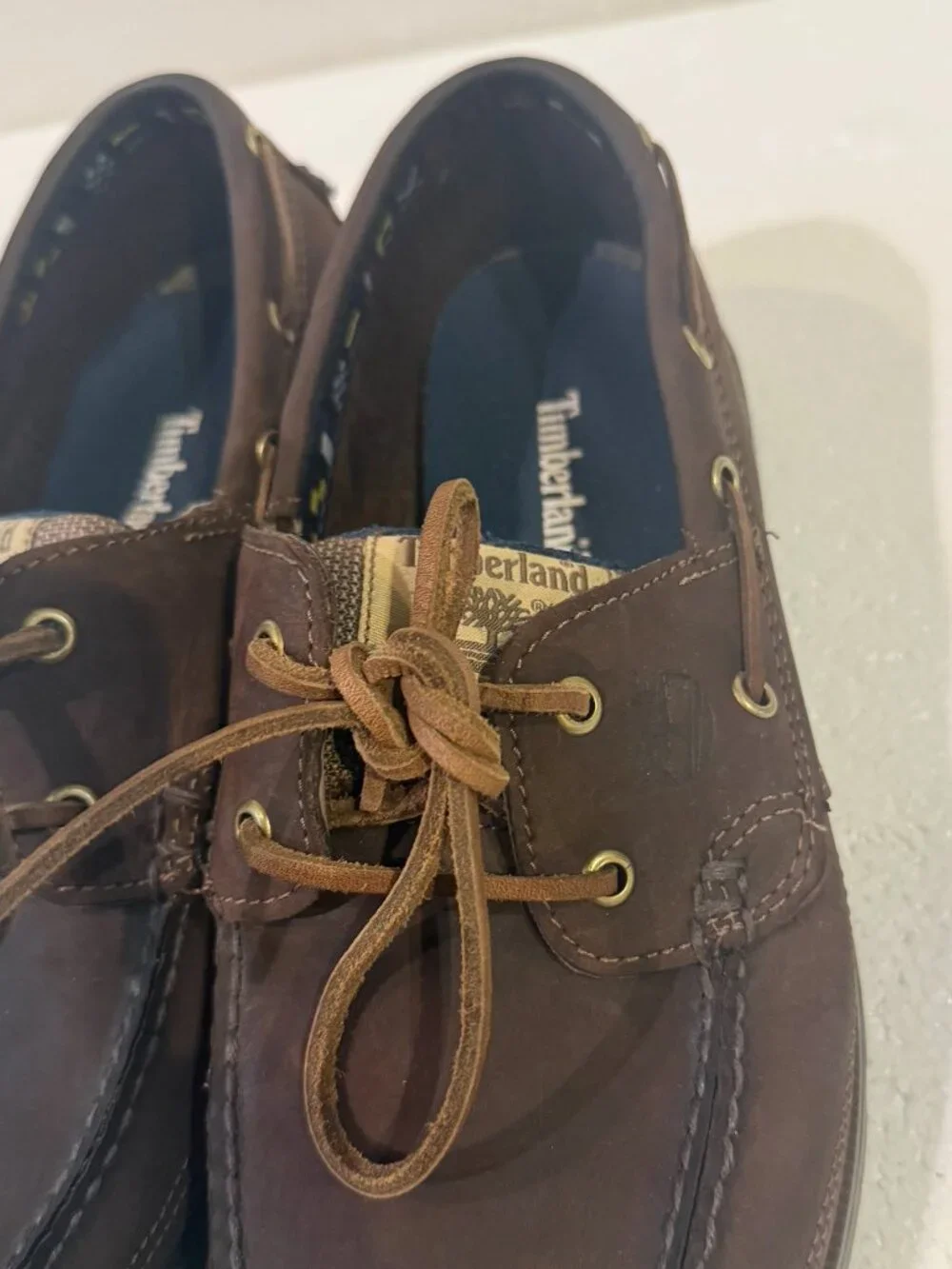 Timberland Brown Leather Boat Shoes Kiawah Earthkeepers Men's Size 10.5 Handsewn